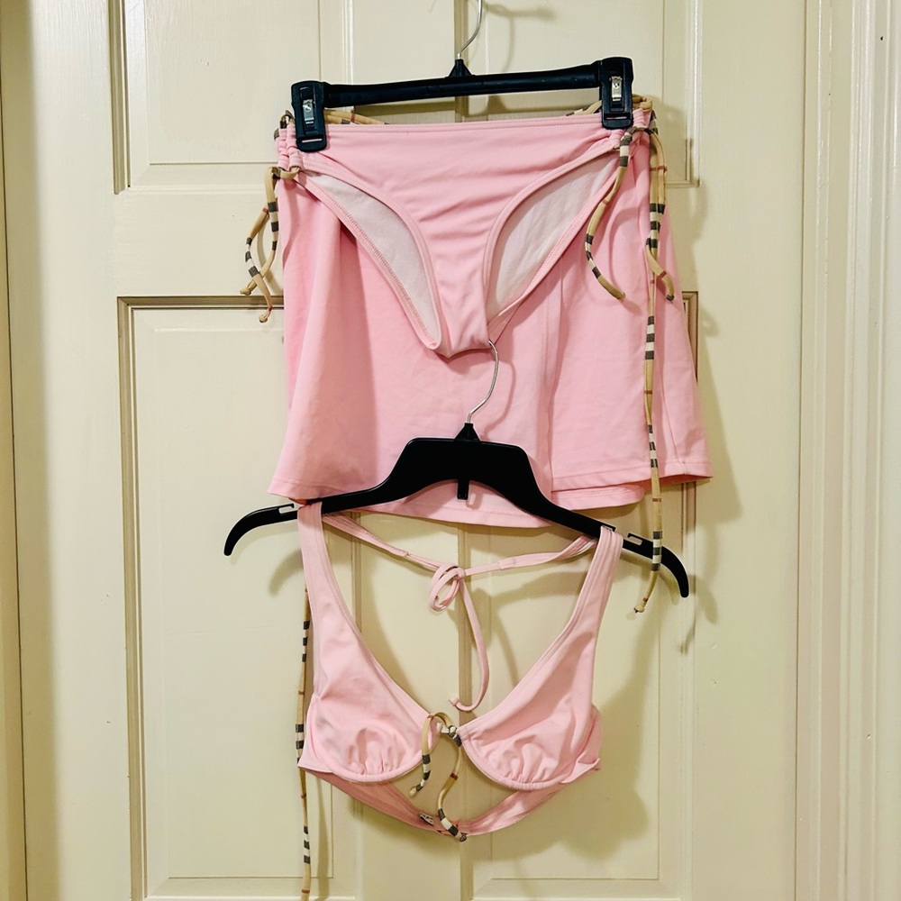 NWT Burberry monogram check Bikini Set with Skirt Coverup